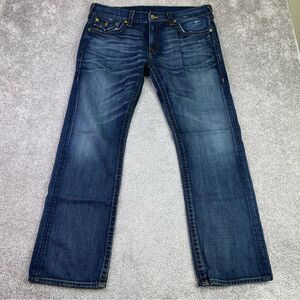 True Religion Ricky Jeans Men’s 38X31 Blue Straight Mid-Rise Dark Denim